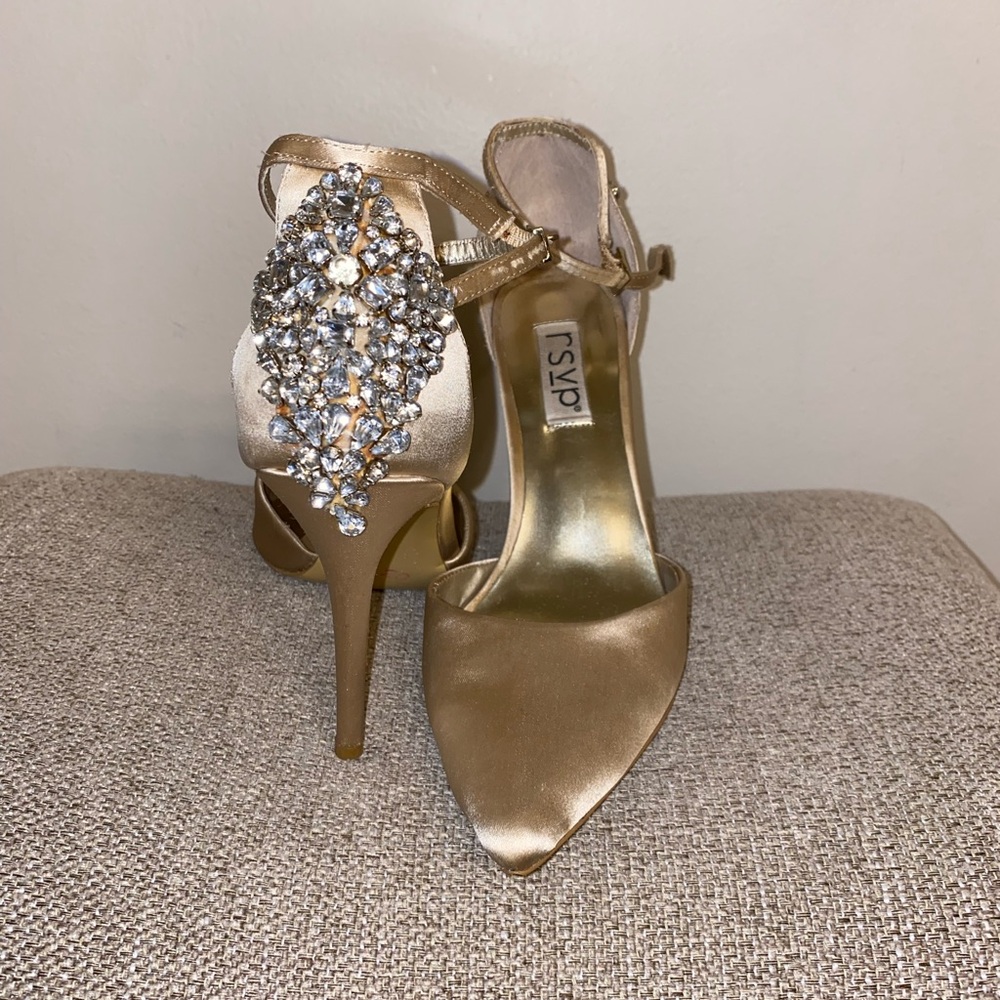 RSVP SATIN HEELS IN BEIGE/CREAM - Picture 5 of 12
